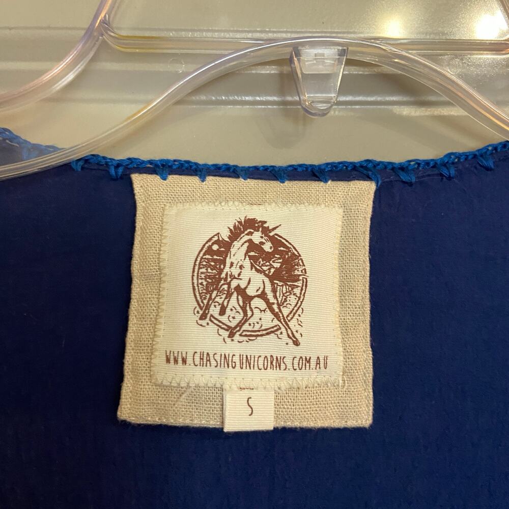 Chasing Unicorns Women's Size Small Blue Running Down A Dream Maxi Dress - Picture 4 of 12